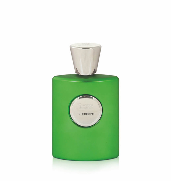 Bottiglia di profumo Giardino Benessere Stereope, color verde con tappo argentato